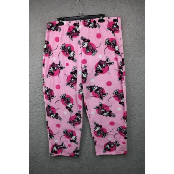 Disney Pink Plush Minnie Mouse Fleece Pajama Set-Size XL - Picture 11 of 12